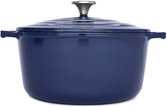 T-fal Enameled Cast Iron Round Dutch Oven with Lid, 6 quart, Blue