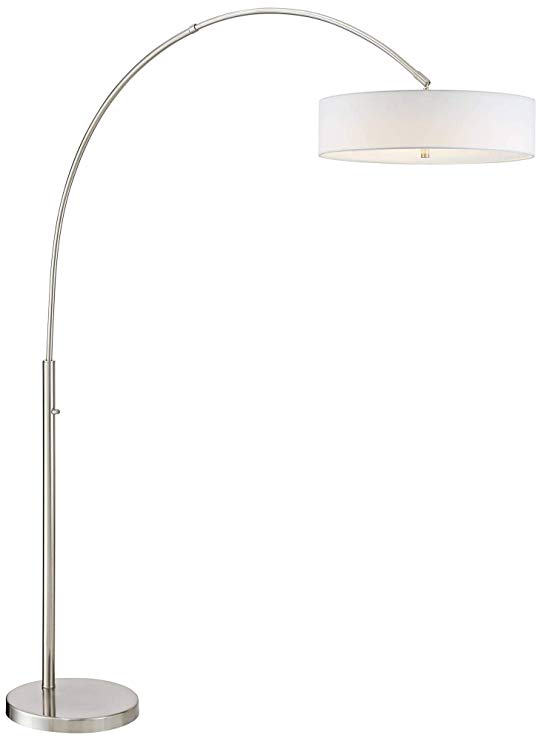 Wilkerson Brushed Nickel LED Arc Floor Lamp with White Shade