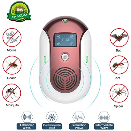 Ultrasonic Pest Repeller Insect Control Mosquito Repellent 360°Electronic Plug in Ultra-Silent [NEW 2018] Electromagnetic Chaser Repel Rodent- Bugs,Spider,Fly,Mice,Cockroaches,Fleas,Ants, 100%Safe Eco