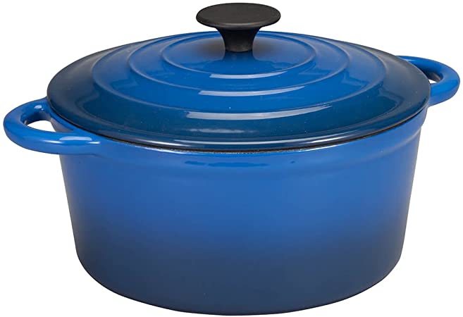 Home Marketplace 2-Piece Enamel Cast Iron Dutch Oven, Blue, 4 Quart