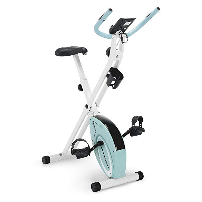 Marcy Foldable Upright Exercise Bike with Adjustable Resistance for Cardio Workout & Strength Training