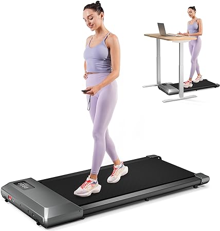 DeerRun Walking Pad, Under Desk Treadmill, Walking Pad Treadmill Under Desk Remote Control, Mini Treadmill Home Office Under Desk, Walking Treadmill 300LBS Capacity, 44'' D x 20'' W x 4'' H ‎Dim Gray