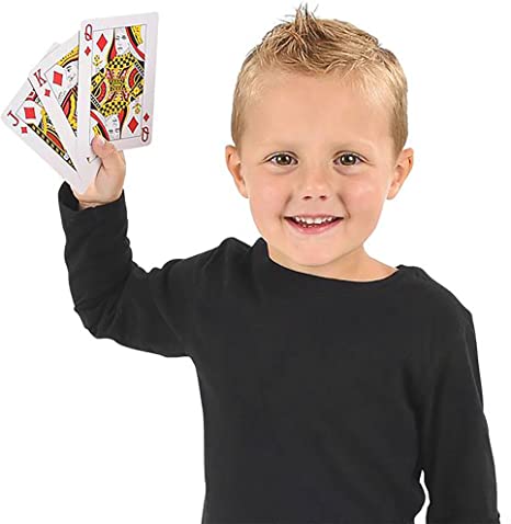 Gamie Jumbo Playing Cards Deck - 3 Inches X 5 Inches - Oversized Big Poker Card Set - Huge Casino Game Cards for Kids, Men, Women and Seniors - Great Novelty Gift Idea - 1 Pack