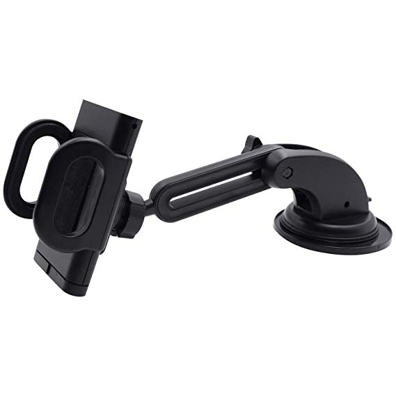 Macally Dashboard and Windshield Suction Cup Phone Mount Holder with Extendable Arm for iPhone Xs X XR XSMax 8 7 7 Plus 6s Plus 6s 5s 5c Samsung Galaxy S10 S10E S9 S8 S7 Edge S6 S5 Note (TELEHOLDER2)