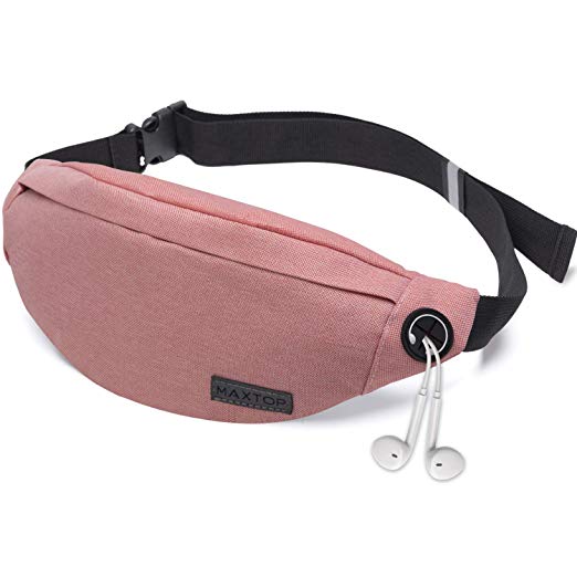 Fanny Pack for Men Women with Headphone Jack and 3-Zipper Pockets Adjustable Belt Bags Waist Pack for Running Traveling Outdoors Workout Casual Hiking Festival