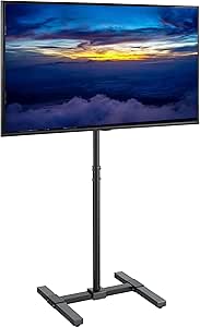 VIVO Height Adjustable TV Floor Stand for 13 to 65 inch Screens up to 44 lbs, LCD LED OLED 4K Smart Flat and Curved Monitor Panels, 50 inch Tall, Max VESA 400x400, Black, STAND-TV08