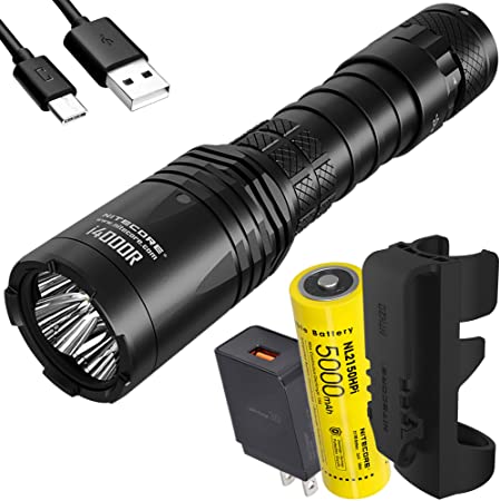 NITECORE i4000R 4400 Lumen USB-C Rechargeable Tactical Flashlight with Custom 5000mAh Battery with LumenTac QC3.0 Quick Charge Adapter