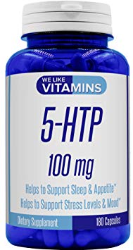 5-HTP Max Strength 100mg – 180 Capsules – 6 Month Supply - Best Value 5HTP Supplement on Amazon – Help Support Stress Levels, Sleep Patterns, and Improved Mood with 5 HTP.