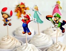Super Mario Cupcake Toppers Birthday Party Supplies Favors Pack of 24