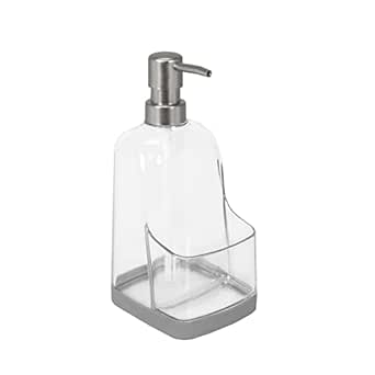 Spectrum Diversified Cora Soap Pump & Sponge Sponge Holder for Sink Organization, 1 EA, Clear & Gray