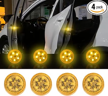 N / A Maodaner 4 PCS Universal Wireless Car Door LED Warning Light, Strobe Flashing Anti Collision Signal LED Safety Lamps (Yellow)