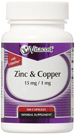 Vitacost Zinc & Copper 15 mg / 1 mg -- 100 Capsules