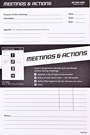 Action Day - Meetings & Actions Pad - Size 5x8 - Layout Designed to Run Effective Meetings that Get Things Done (Meeting Notepad ( ) Meeting Notes)