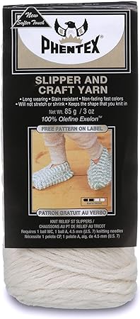 Phentex Slipper & Craft Yarn, 3 Ounce, Cream, Single Ball