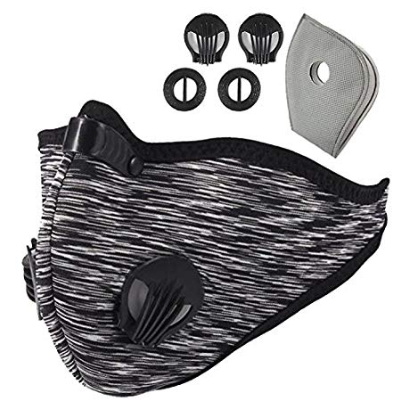 Infityle Dustproof Face Mask - Activated Carbon Dust Proof Pollution Respirator with Filter Filtration Cotton Sheet and Valves for Exhaust Gas, Anti Pollen Allergy, PM2.5, Running, Cycling