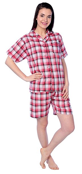 Women's Cotton Woven Short Sleeve Short Leg Pajama Set