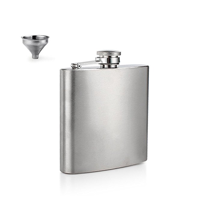 Menghao 5 oz Steel Stainless Hip Flask Silver Free Funnel Liquor Drinking of Alcohol Whiskey Gift for Men