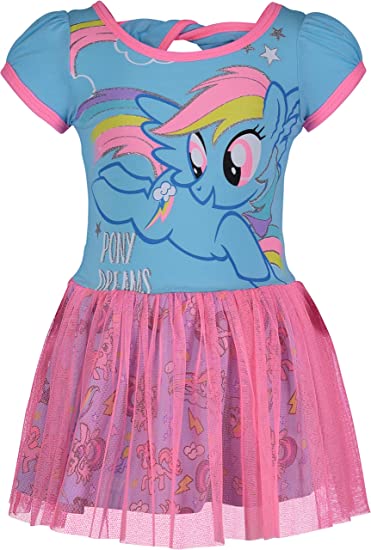 My Little Pony Toddler Girls' Tulle Dress Rainbow Dash, Blue and Pink