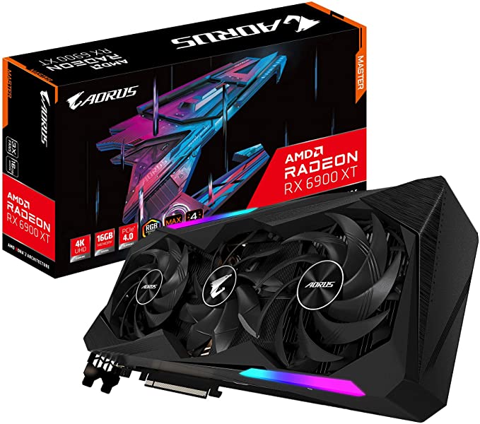 GIGABYTE AORUS Radeon RX 6900 XT Master 16G Graphics Card, MAX-Covered Cooling, 16GB 256-bit GDDR6, GV-R69XTAORUS M-16GD Video Card