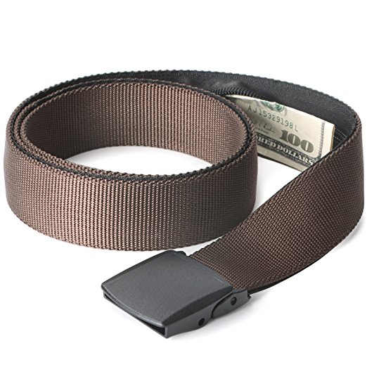 Travel Security Money Belt with Hidden Money Pocket - Cashsafe Anti-Theft Wallet Unisex Nickel free Nylon Belt by JASGOOD