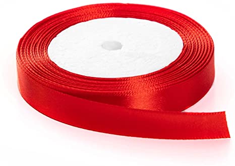 Solid Color Satin Fabric Ribbon (red, 1/2" x 25 Yards)