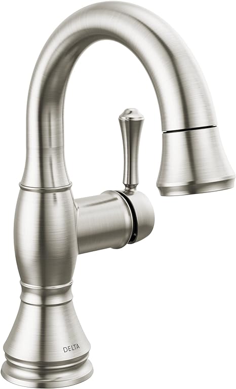 Delta Faucet Cassidy Pull Down Bathroom Faucet, Bathroom Pull Out Faucet, Brushed Nickel Single Hole Bathroom Faucet with Pull Down, Bathroom Sink Faucet with Magnetic Dock, Stainless 597-SSPD-DST