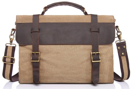 EcoCity Canvas Leather Laptop Messenger Bag Shoulder Briefcase