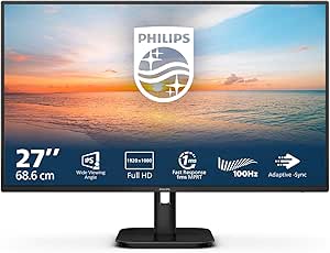 Philips 27E1N1100A - Monitor Full HD de 27 Pulgadas, Integrado Altavoz, Tiempo de Respuesta de 1 ms (1920x1080, 100 Hz, VGA, HDMI 1.4) Negro