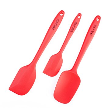 3-Piece Rubber Spatula Set With Comfortable Wide Handle,Silicone Head is Heat Safe & Gentile on Nonstick Surfaces,For Baking or Sauteing