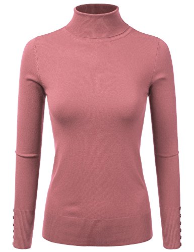 DRESSIS Womens Long Sleeve Stretchy Knitted Turtleneck Sweater