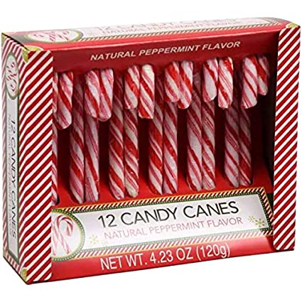 Greenbrier (1) Box Candy Canes - Natural Peppermint Flavor Red & White Stripes - 12 Individually Wrapped Pieces per Box - Holiday & Christmas Candy - Net Wt. 4.23 oz