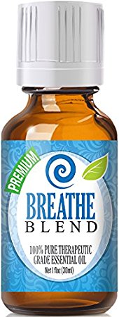 Breathe Blend 100% Pure, Best Therapeutic Grade Essential Oil - 30ml / 1 (oz) Ounce - Comparable to Doterra Breathe, Young Living Raven, Eden's Exhale, Inhale, Respiratory and Sinus Relief - Breathe Easy / Easier - Peppermint, Rosemary, Lemon, Eucalyptus