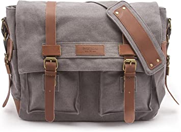 Sweetbriar Classic Laptop Messenger Bag, Gray - Canvas Pack Designed to Protect Laptops up to 15.6 Inches