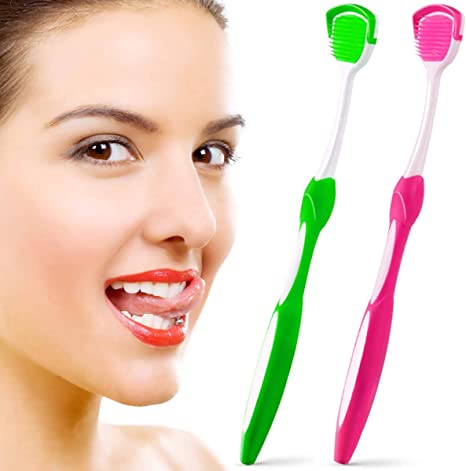 Tongue Scraper, Tongue Cleaner, Tongue Brushes Helps Fight Bad Breath, 2 Tongue Scrapers (Green & Red)