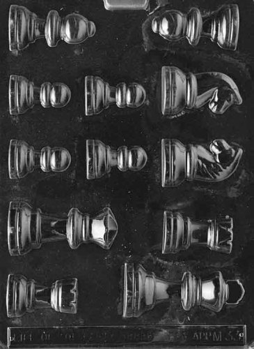 Cybrtrayd M033 Chess Pieces Chocolate Candy Mold with Exclusive Cybrtrayd Copyrighted Chocolate Molding Instructions