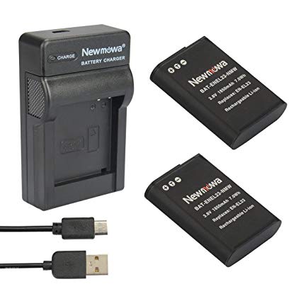 Newmowa® EN-EL23 Battery (2-Pack) and Portable Micro USB Charger kit for Nikon EN-EL23 and Nikon Coolpix B700, P600, P610, P610s, P900, P900s, S810c Camera (2 Batteries 1 Charger)