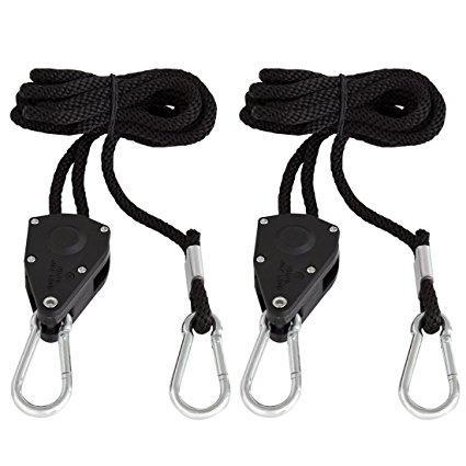 VIVOSUN - Pack of 1 Pair 1/4 inch Adjustable Heavy Duty Hanger - Reinforced Steel Carabiner Clip, Loose-proof Design, 8-ft Long & Each 150lbs Weight Capacity ( Upgraded Version )