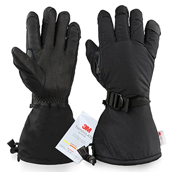 OZERO Ski Gloves, - 40°F Cold Proof Winter Thermal Glove for Men & Women - 150g 3M Thinsulate Insulation Insert and 5-inch Long Sleeve - Water Resistant, Windproof & Sweat-absorbent - Yellow/Black