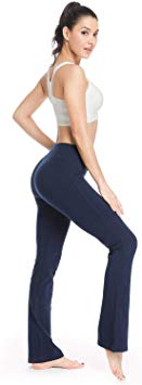 Houmous S-XXL Petite/Regular/Tall Length, Women's Yoga Bootleg Pants Inner Hidden Pocket Workout Pants