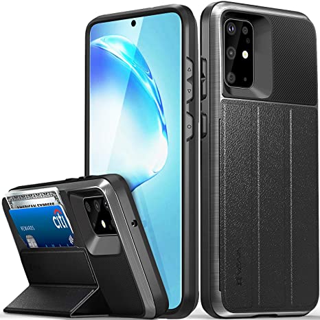 Vena Galaxy S20 Plus Wallet Case, vCommute (Military Grade Drop Protection) Flip Leather Cover Card Slot Holder with Kickstand, Designed for Samsung Galaxy S20  (6.7-inch) - Space Gray