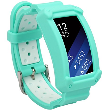 Wonlex Samsung Gear Fit2 Band, Silicone Replacement Watch Bands Strap for Galaxy Gear Fit2 SM-R360 & Fit 2 Pro for Women Men (Teal)