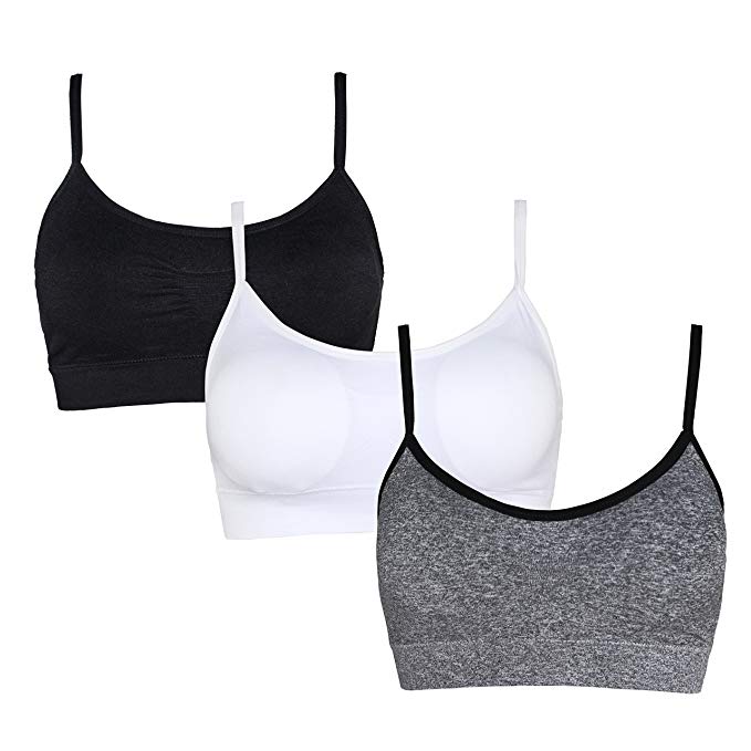 SHEKINI Women Low Impact Sport Bra Wirefree Seamless Padded Yoga Bra for Workout Gym Activewear Sleep 3 Pack