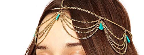 WIIPU bohemian turquoise retro hair chains hair bands accessories HAIR ACCESSORY(wiipu-D237)