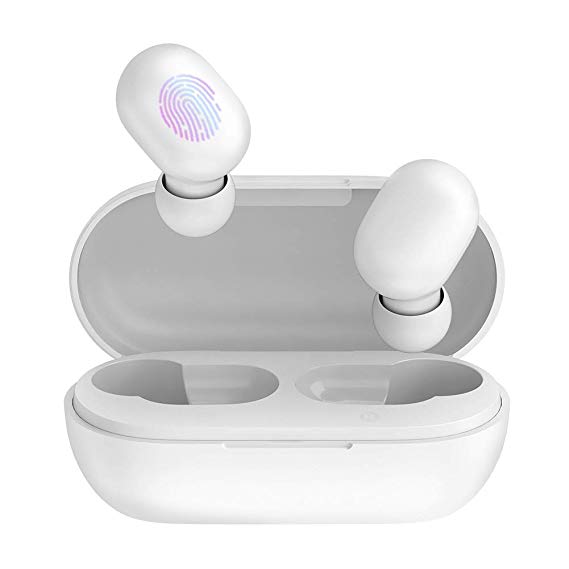 True Wireless Earbuds, Jeabo GT1 TWS Bluetooth 5.0 Earphones with More Stable Connection,Super-Low Latency,7.2mm Dynamic Driver,IPX5 Waterproof，DSP Noise Canceling,Total 12H Playtime (White)