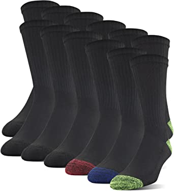 Gildan mens Polyester Half Cushion Crew Socks, 12-pack