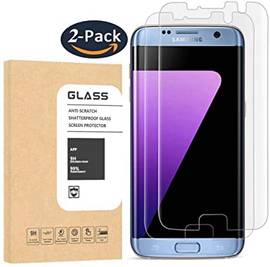 [2 Pack] Galaxy S7 Edge Tempered Glass Screen Protector, OLINKIT [Half Coverage] [9H Hardness] [Anti-Scratches] [Anti-Fingerprint] [Bubble-Free] Premium HD Screen Protector for Samsung Galaxy S7 Edge