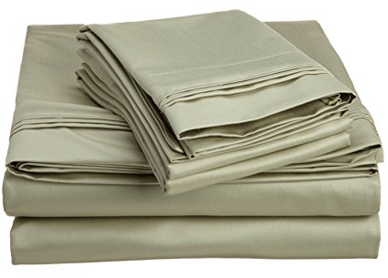 1500 Thread Count Egyptian Cotton Solid Sheet Set Color: Sage, Size: King