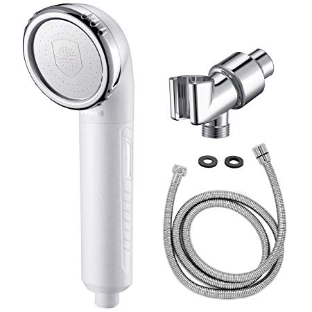 miniwell Filter Shower Head with metal hose L750-W, Shower water filter with triple filtration replacable cartridge, remove 99% chlorine and water impurifies (Shower Head with Hose)