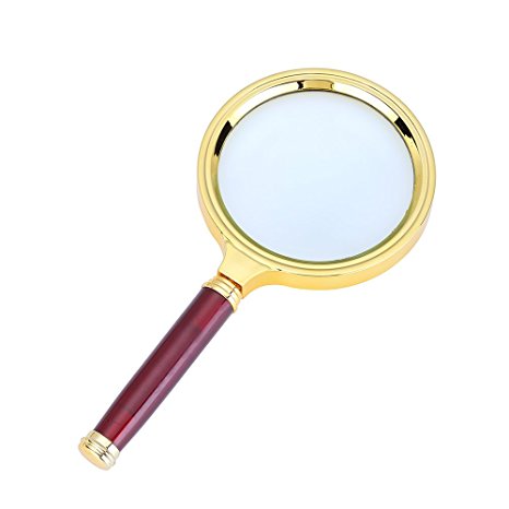 10X Antique Mahogany Handle Magnifier Reading Magnifying Glass for Reading Book, Inspection, Coins, Insects, Rocks, Map, Crossword Puzzle Etc.