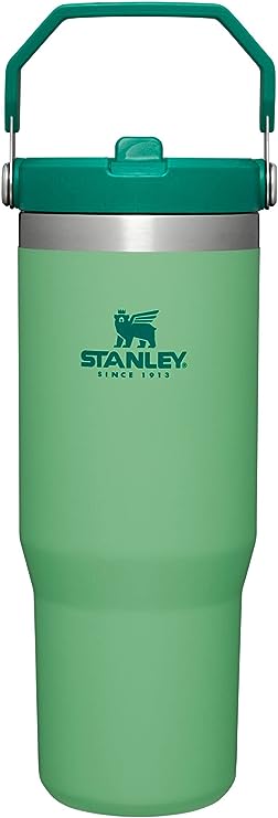 Stanley IceFlow Stainless Steel Tumbler with Straw - Vacuum Insulated Water Bottle for Home, Office or Car - Reusable Cup with Straw Leakproof Flip - Cold for 12 Hours or Iced for 2 Days (Jade)